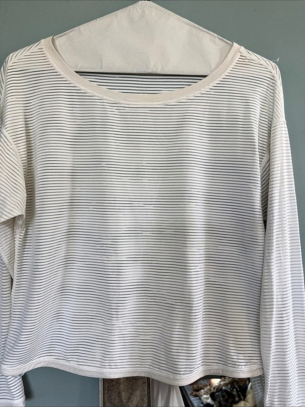 lululemon Striped Long Sleeve Top White & Gray Like New